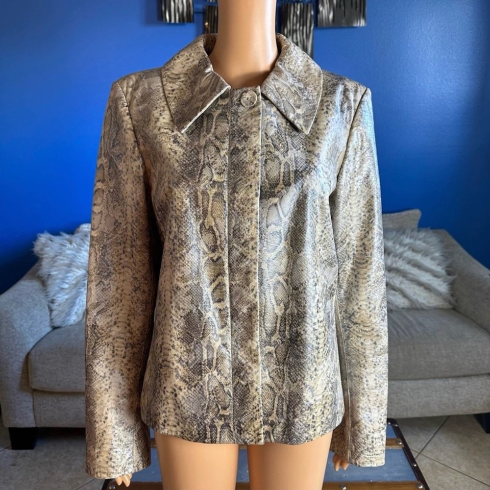 Dana Buchman Neiman Marcus Snakeskin Leather Jacket